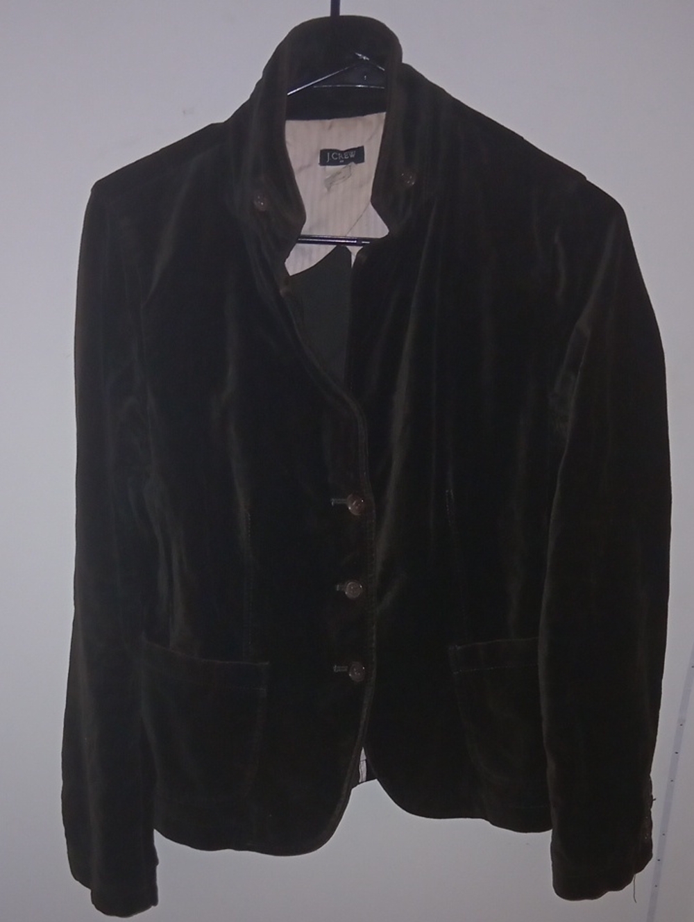 J. Crew Vintage Black Velvet Blazer with 3 Button Front Size M 100% Cotton